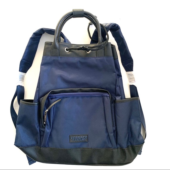 Versace Other - NWOT Versace Parfums Convertible Tote Backpack Blue Black